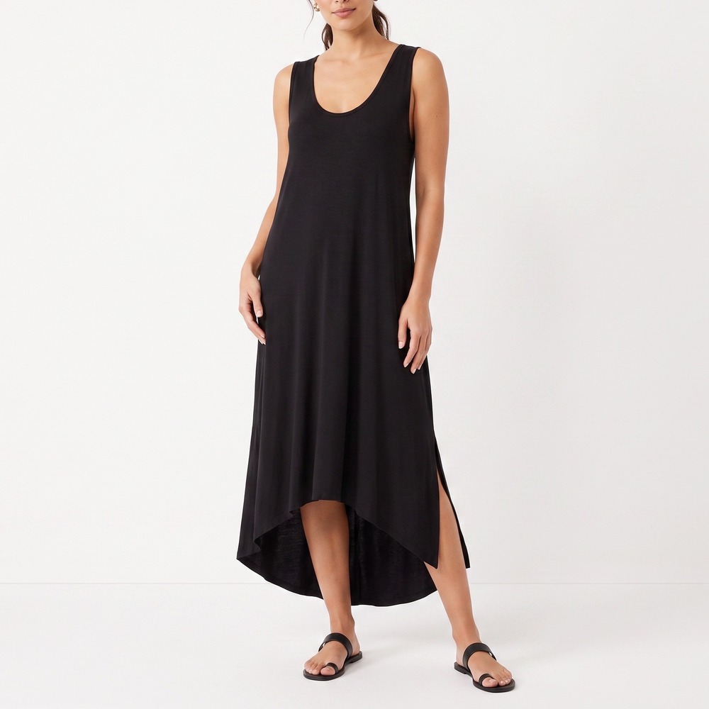 Attention Plus Dress Women 2X Maxi Black High-Low Sleeveless Stretch Excellent